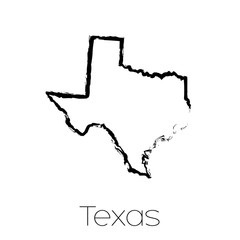Texas state outline hand-drawn map Texas label black on white